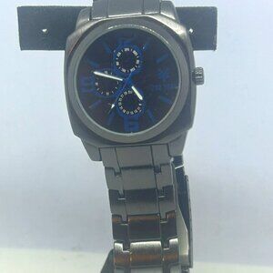 Zoo York Men's 41mm Black Blue Faux Chrono Watch Need New Battery